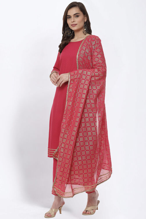 Pink LIVA Straight Suit Set image number 6